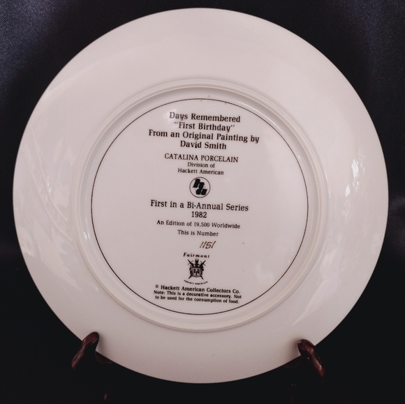 "First Birthday" Decor Plate by David Smith 1982 - Picture 2 of 2